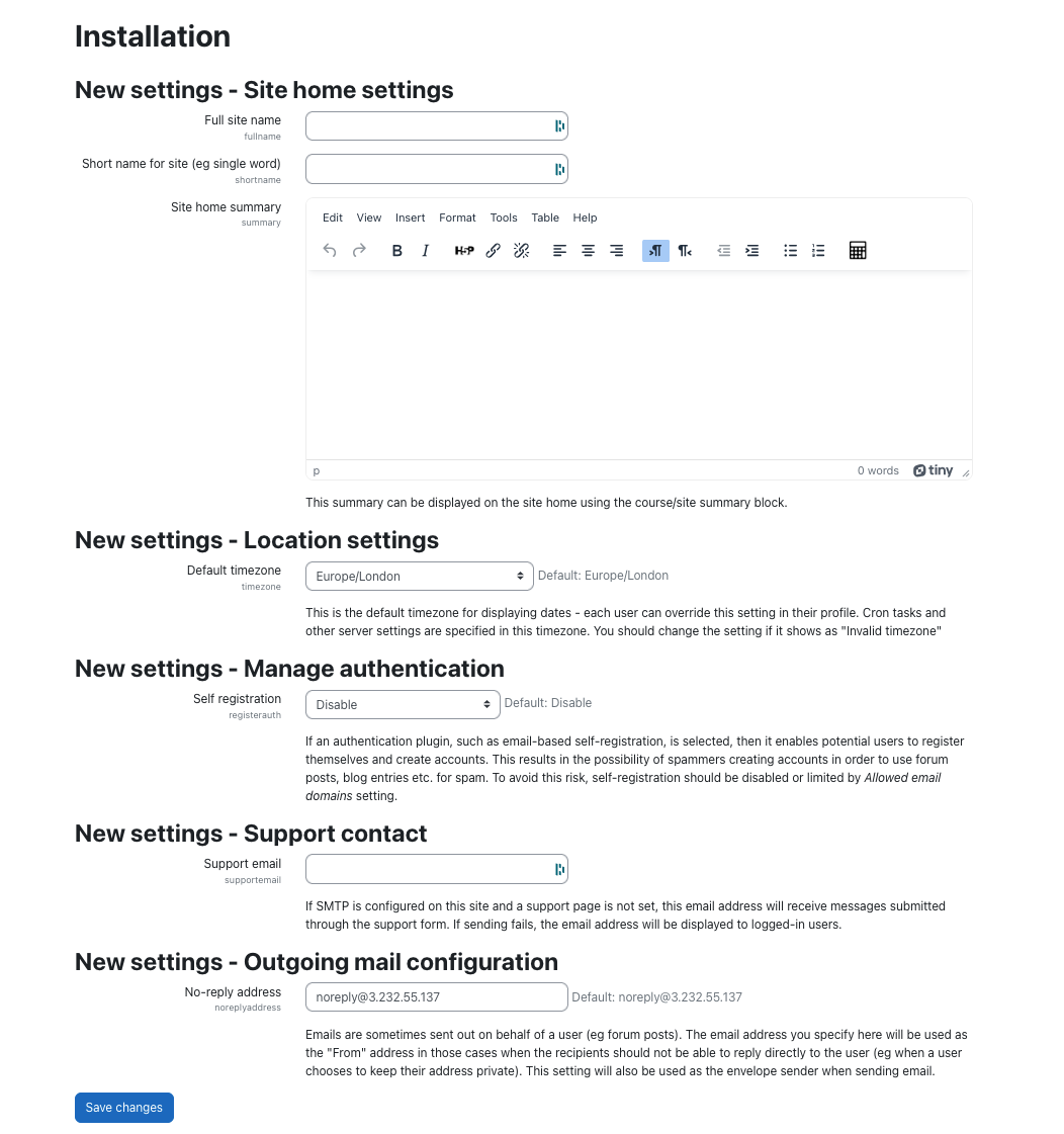 Moodle Configuration