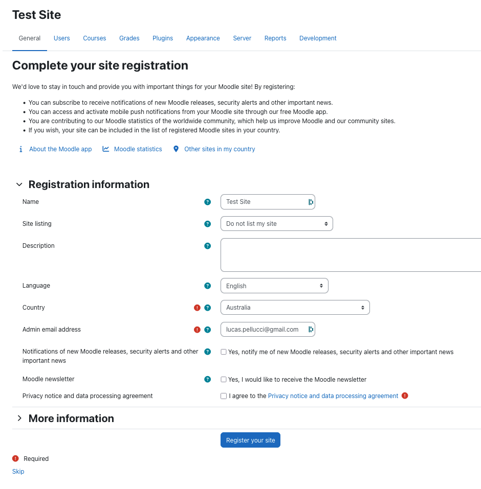 Moodle Configuration